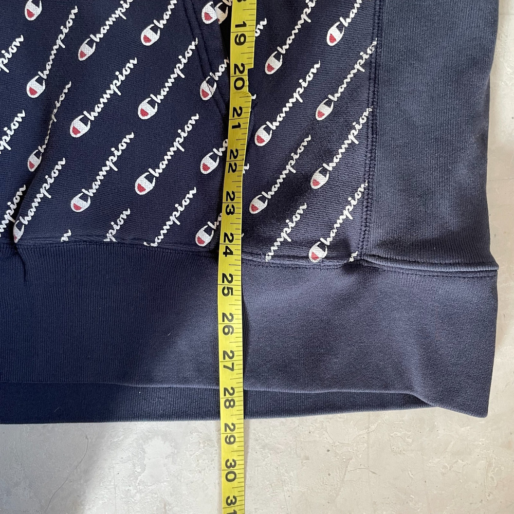 Vintage Y2K Champion Reverse Weave All-Over Logo hoodie‎ XL Streetwear Retro - Picture 8 of 8